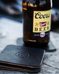 Square Leather Coaster - Black